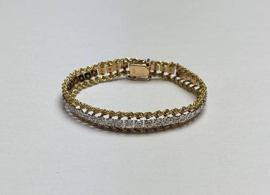 10K Yellow Gold bracelet W Clear Stones - 8 dwt