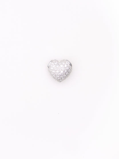 18K White Gold Pavé Diamond Heart Pendant