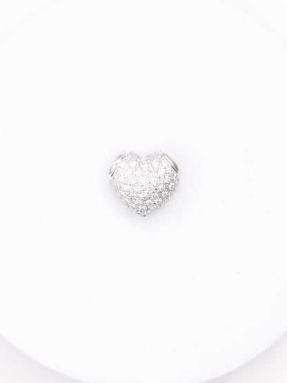 18K White Gold Pavé Diamond Heart Pendant
