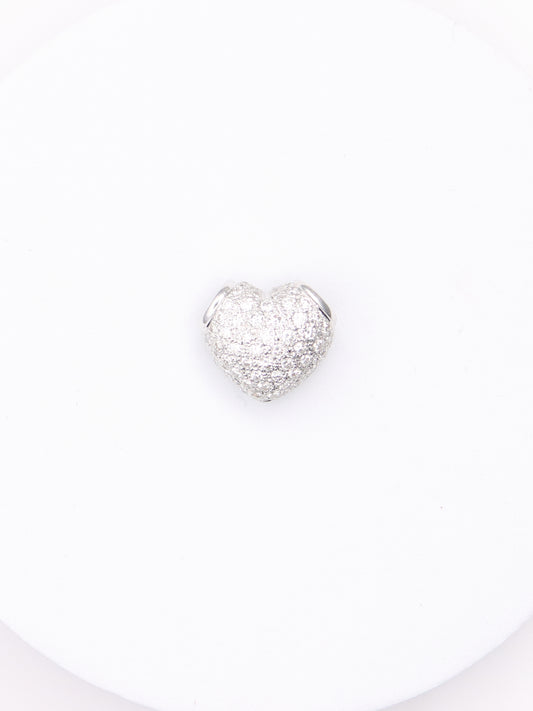 18K White Gold Pavé Diamond Heart Pendant