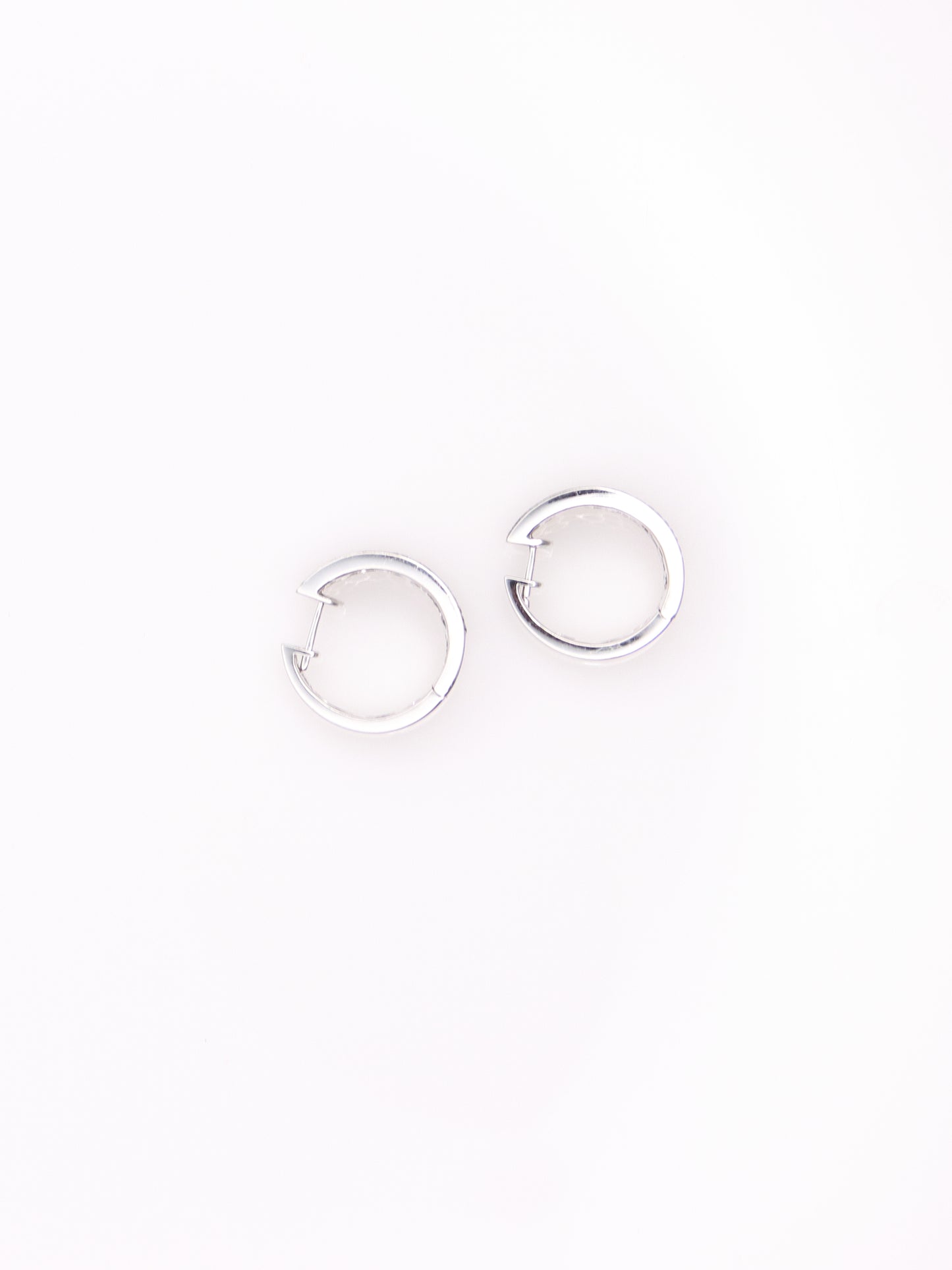 14K White Gold Black and White Diamond Huggies