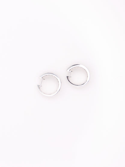 14K White Gold Black and White Diamond Huggies