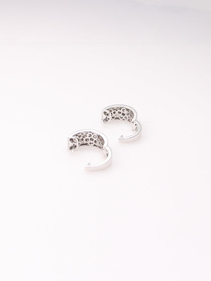 14K White Gold Black and White Diamond Huggies
