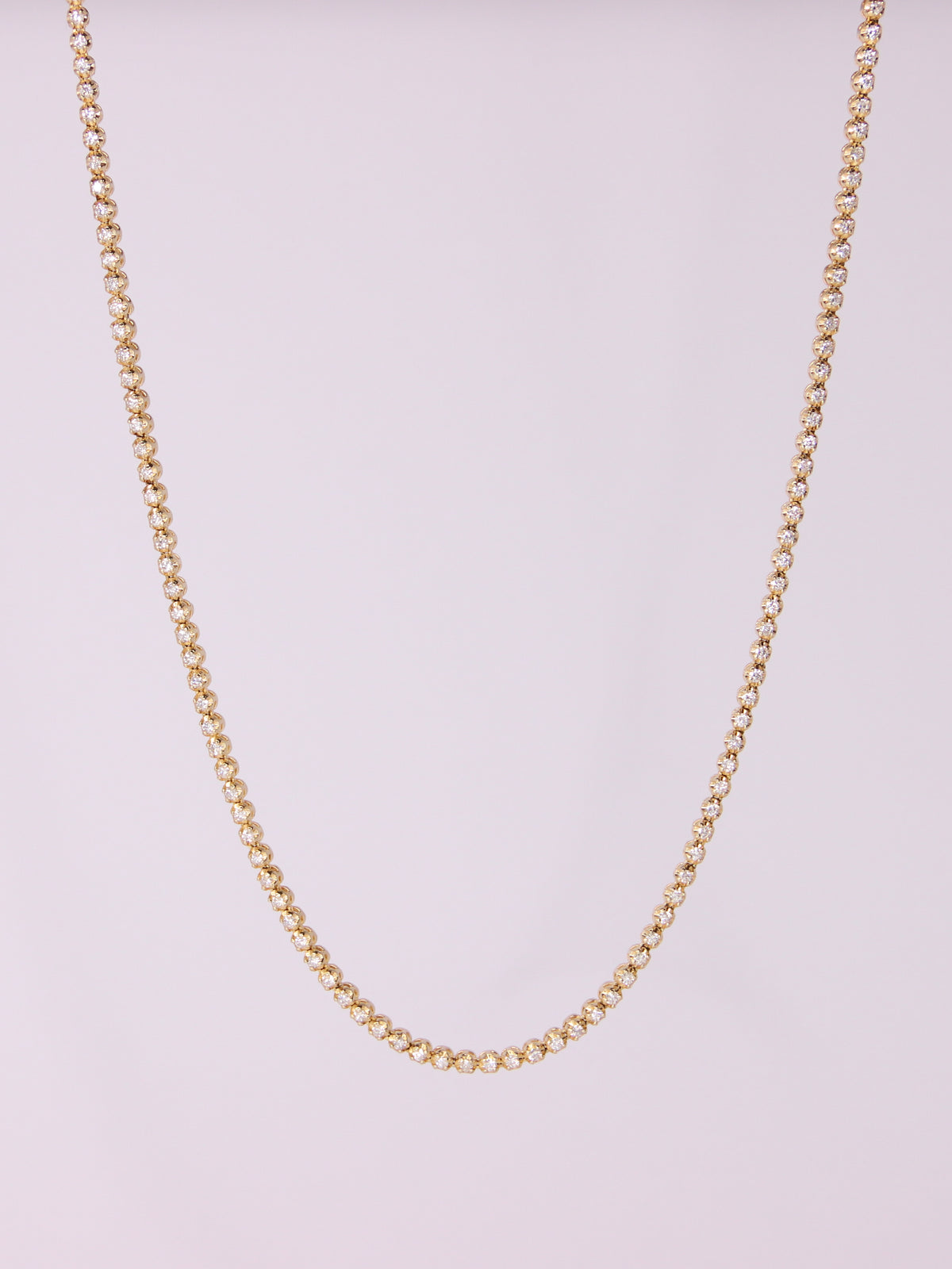 14K Yellow Gold Diamond Tennis Necklace
